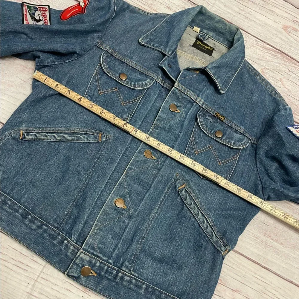 Wrangler Vintage 1970s Jean Jacket Size 40 = Modern US Medium Patches Blue - Picture 8 of 11